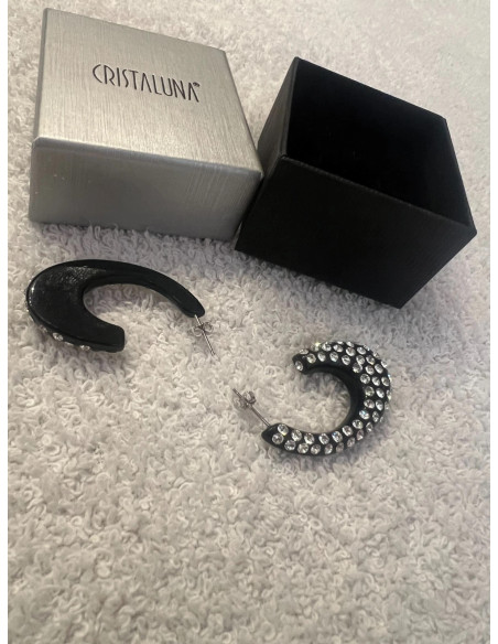 Boucles oreilles cristaluna carmen cristal acrylique noir swarovski neuf 3013150