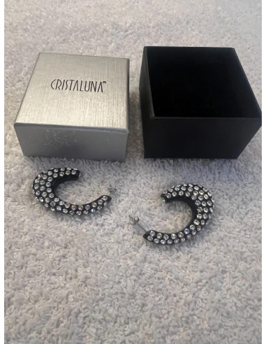 Boucles oreilles cristaluna carmen cristal acrylique noir swarovski neuf 3013150