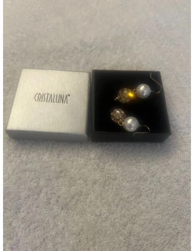 Boucles d oreilles cristaluna la perla cristal acrylique transparent swarovski