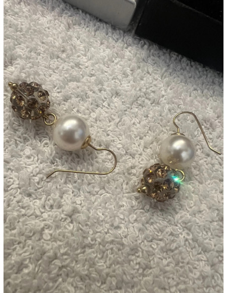 Boucles d oreilles cristaluna la perla cristal acrylique transparent swarovski