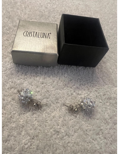 Boucles d oreilles cristaluna sheretta en cristal acrylique blanc swarovski neuf