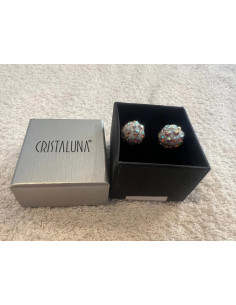 Boucles d oreilles cristaluna sheretta en cristal acrylique blanc swarovski neuf