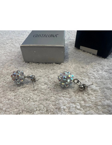 Boucles d oreilles cristaluna sheretta en cristal acrylique blanc swarovski neuf