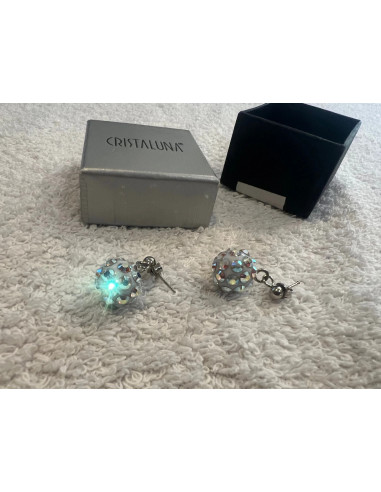 Boucles d oreilles cristaluna sheretta en cristal acrylique blanc swarovski neuf