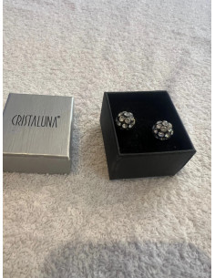 Boucles oreilles cristaluna sphera cristal acrylique noir swarovski neuf 301 500