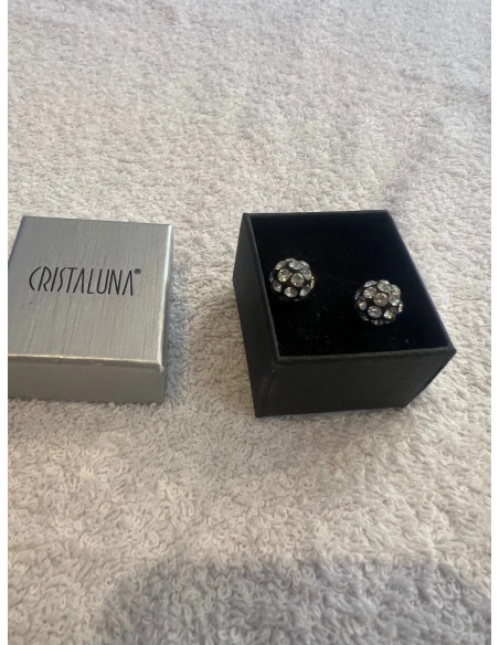 Boucles oreilles cristaluna sphera cristal acrylique noir swarovski neuf 301 500