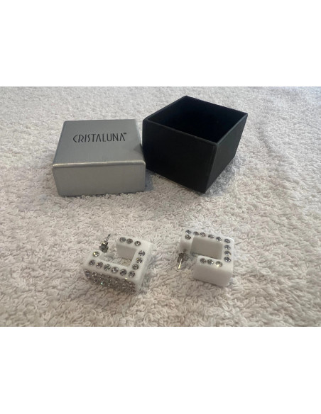 boucles oreilles cristaluna lux cristal acrylique blanc swarovski neuf 303408 00