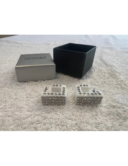 boucles oreilles cristaluna lux cristal acrylique blanc swarovski neuf 303408 00
