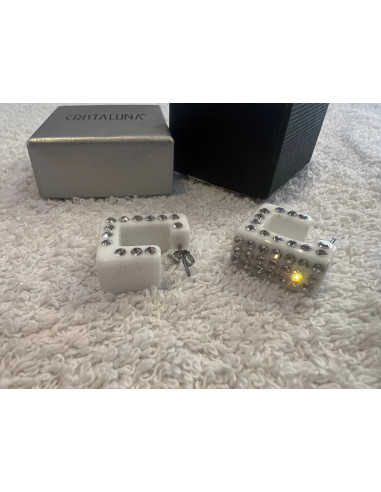 boucles oreilles cristaluna lux cristal acrylique blanc swarovski neuf 303408 00