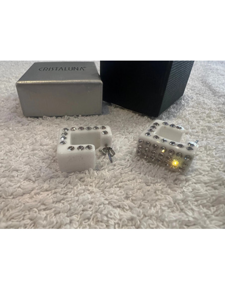 boucles oreilles cristaluna lux cristal acrylique blanc swarovski neuf 303408 00