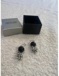 Boucles d oreilles cristaluna la perla transparente cristal acrylique swarovski 2