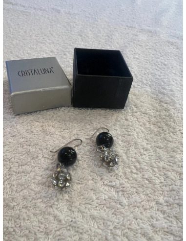 Boucles d oreilles cristaluna la perla transparente cristal acrylique swarovski