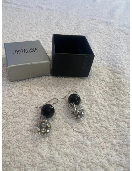 Boucles d oreilles cristaluna la perla transparente cristal acrylique swarovski