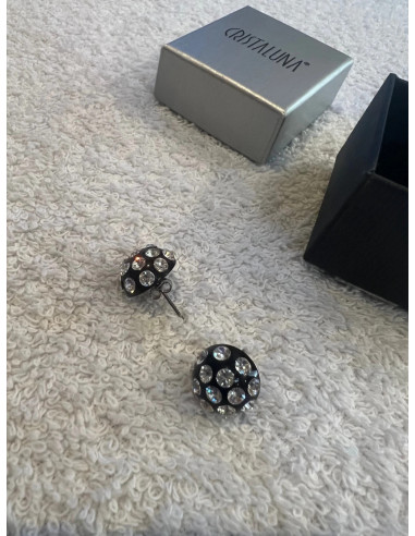 Boucles d oreilles cristaluna candy en cristal acrylique noir swarovski neuf