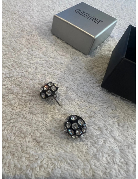 Boucles d oreilles cristaluna candy en cristal acrylique noir swarovski neuf