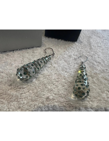 Boucles d oreilles cristaluna lacrima transparente cristal acrylique swarovski