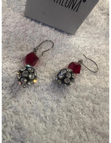 Boucles d oreilles cristaluna la perla acrylique transparent swarovski cristal