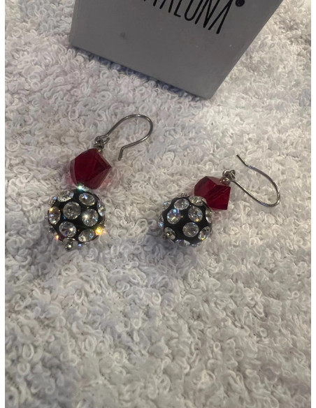 Boucles d oreilles cristaluna la perla acrylique transparent swarovski cristal