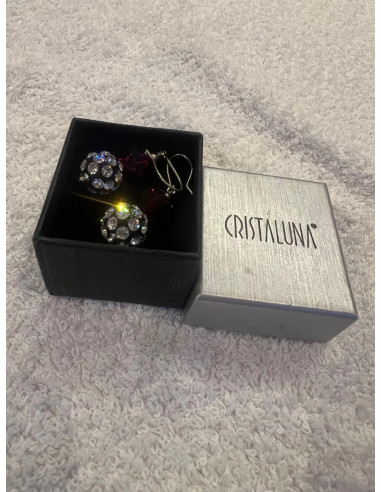 Boucles d oreilles cristaluna la perla acrylique transparent swarovski cristal