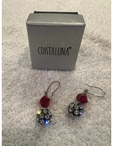 Boucles d oreilles cristaluna la perla acrylique transparent swarovski cristal