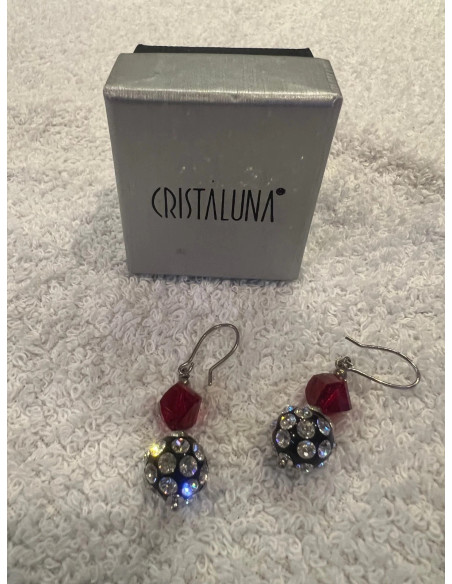 Boucles d oreilles cristaluna la perla acrylique transparent swarovski cristal