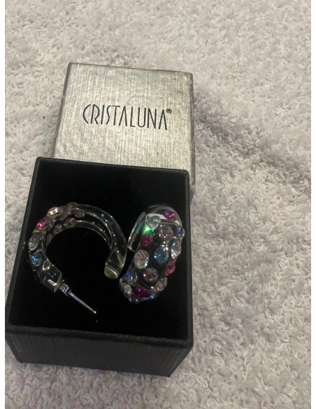 Boucles d oreilles cristaluna grace cristal acrylique transparent swarovski neuf