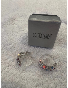 Boucles d oreilles cristaluna grace cristal acrylique transparent swarovski neuf 2