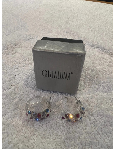 Boucles d oreilles cristaluna grace cristal acrylique transparent swarovski neuf