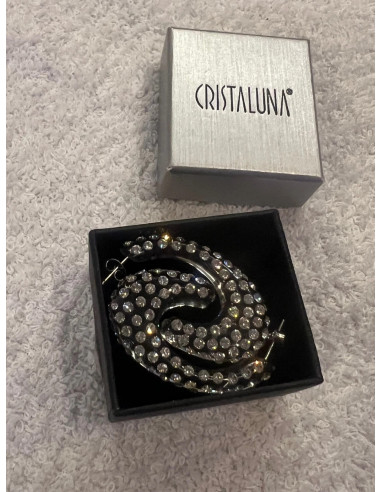 Boucles oreilles cristaluna carmen acrylique transparent swarovski cristal neuf