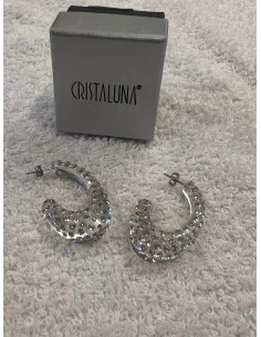 Boucles oreilles cristaluna carmen acrylique transparent swarovski cristal neuf 2