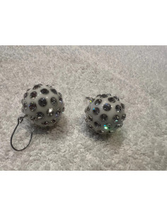 boucles d oreilles cristaluna pinjata acrylique blanc swarovski cristal neuf