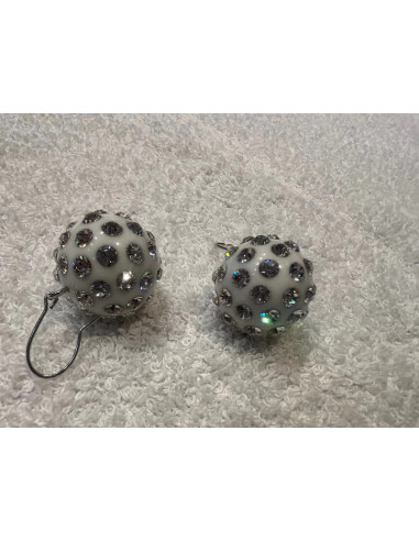 boucles d oreilles cristaluna pinjata acrylique blanc swarovski cristal neuf