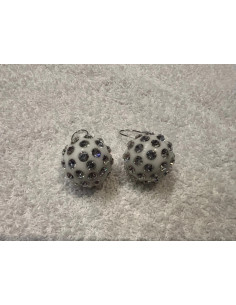 boucles d oreilles cristaluna pinjata acrylique blanc swarovski cristal neuf 2