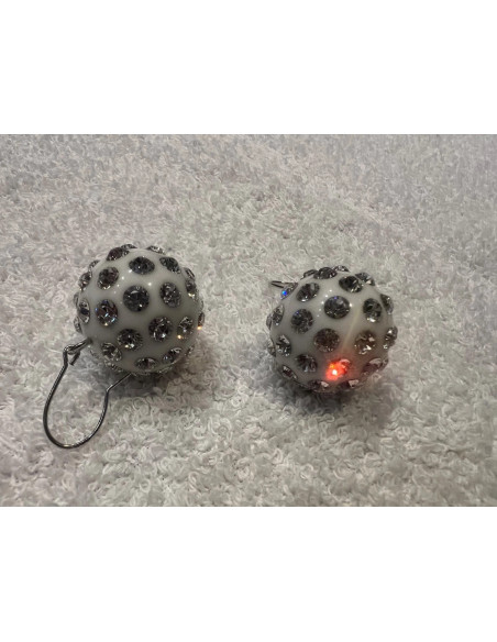 boucles d oreilles cristaluna pinjata acrylique blanc swarovski cristal neuf