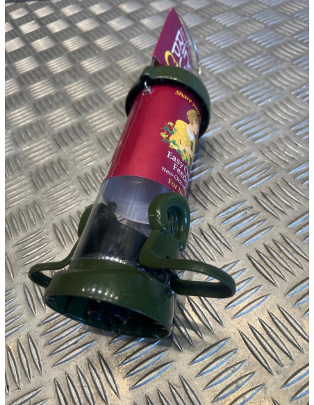 mangeoire oiseaux niger en métal 2 perchoirs tube 180mm 0,5 litre