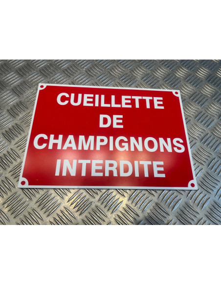 panneau cueillette de champignons interdite en aluminium 30x20 cm