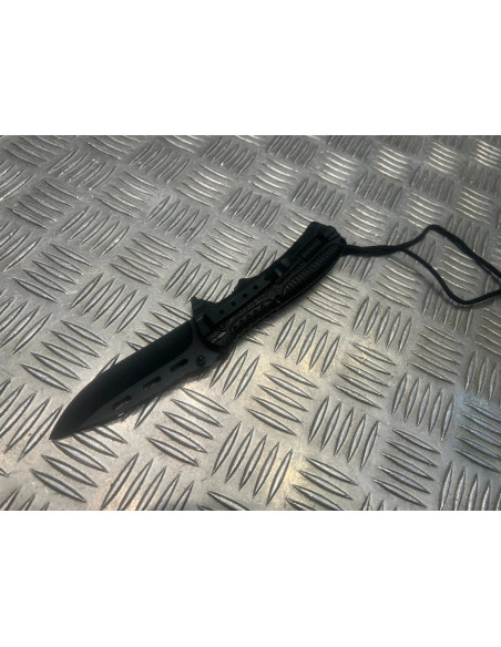 Couteau one hand mil-tec paracord avec silex noir neuf