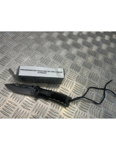 Couteau one hand mil-tec paracord avec silex noir neuf