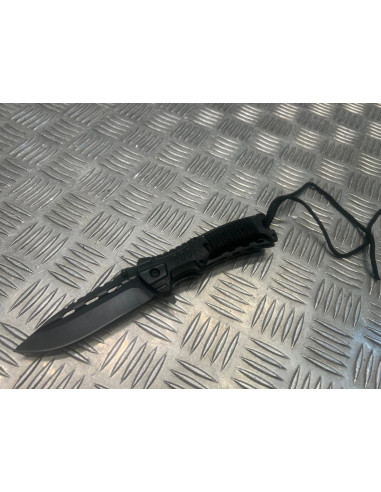 Couteau one hand mil-tec paracord avec silex noir neuf