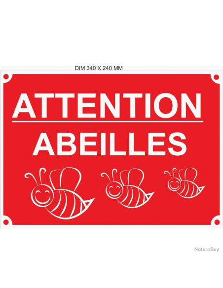 panneau signalisation attention abeilles 340mm x 240 mm matiere akilux