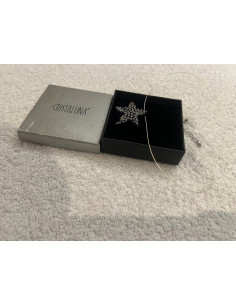 Collier cristaluna asteria argent 925 pendentif acrylique noir swarovski cristal