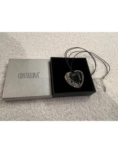 Collier cristaluna glam core coeur acrylique transparent swarovski cristal