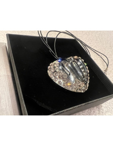 Collier cristaluna glam core coeur acrylique transparent swarovski cristal