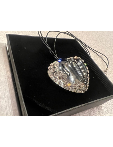 Collier cristaluna glam core coeur acrylique transparent swarovski cristal