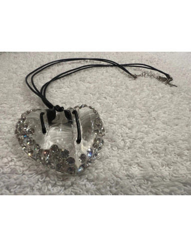 Collier cristaluna glam core coeur acrylique transparent swarovski cristal