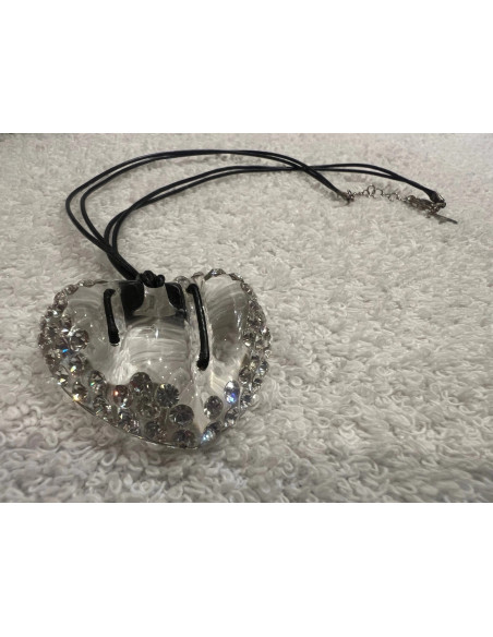 Collier cristaluna glam core coeur acrylique transparent swarovski cristal