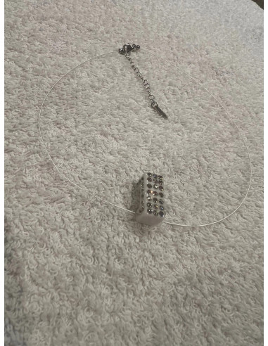 Collier cristaluna lux argent 925 pendentif acrylique noir swarovski cristal