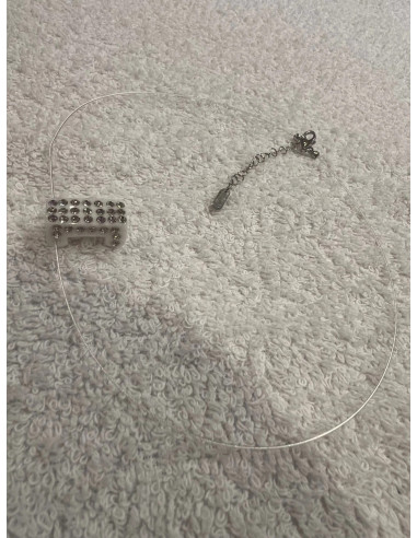 Collier cristaluna lux argent 925 pendentif acrylique noir swarovski cristal