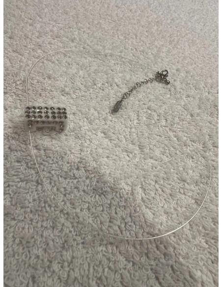 Collier cristaluna lux argent 925 pendentif acrylique noir swarovski cristal