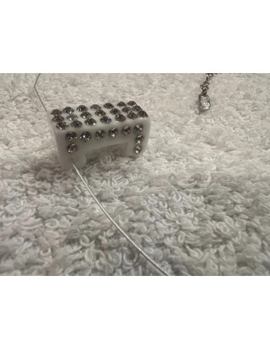 Collier cristaluna lux argent 925 pendentif acrylique noir swarovski cristal